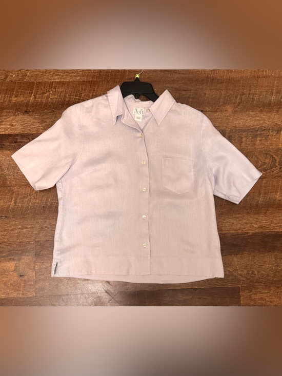 LOFT Tops - Ann Taylor Loft 100% Linen Light Lavender Button Front Top Size Large